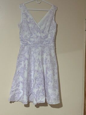 Maggy London Floral White and Purple Dress